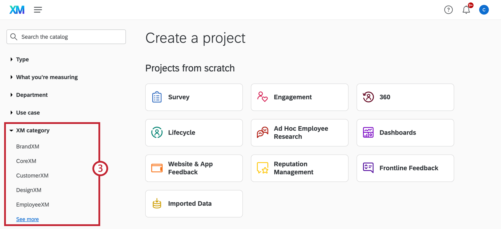 the product lines at the top of the catalog