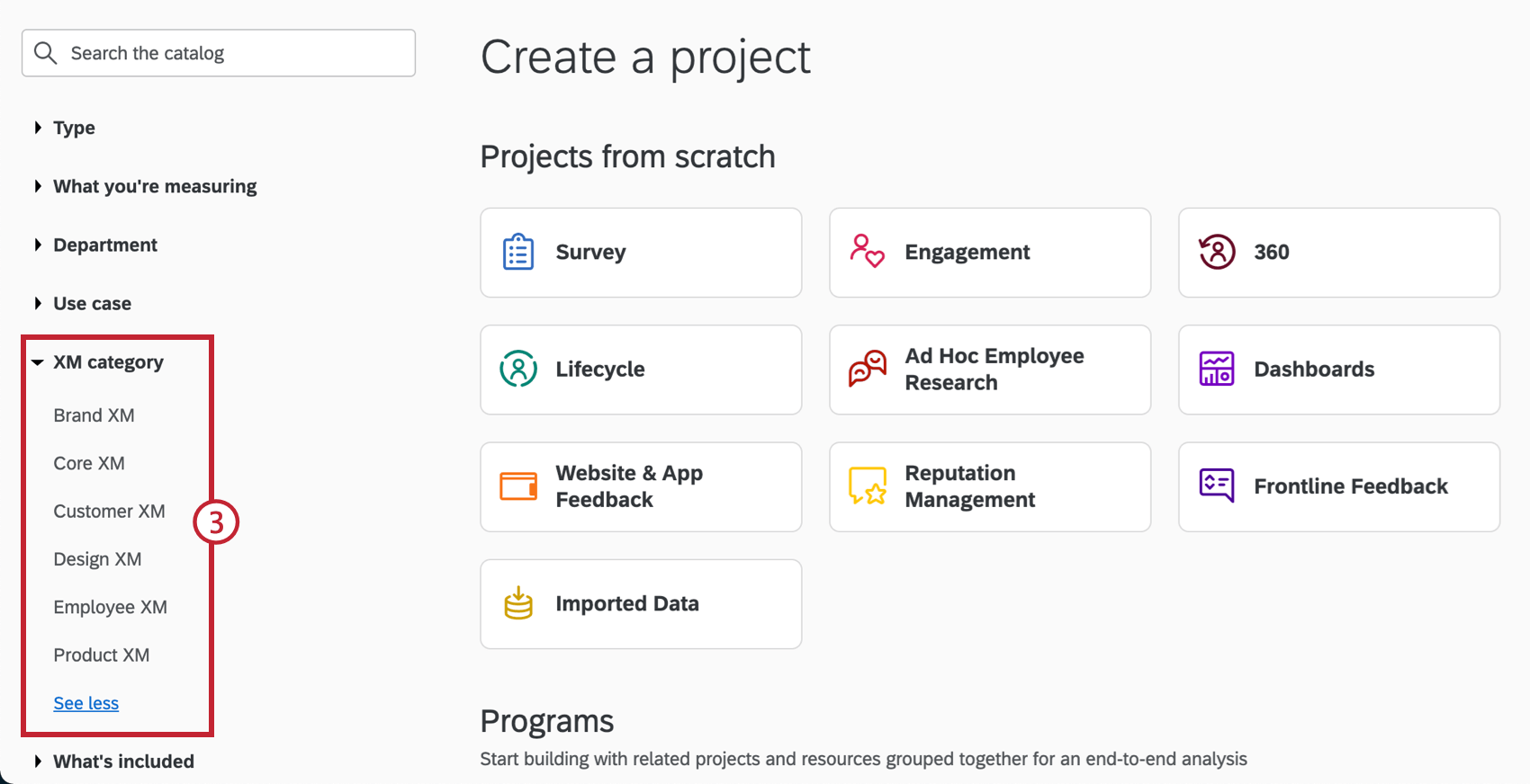 die Produktlinien oben im Katalog