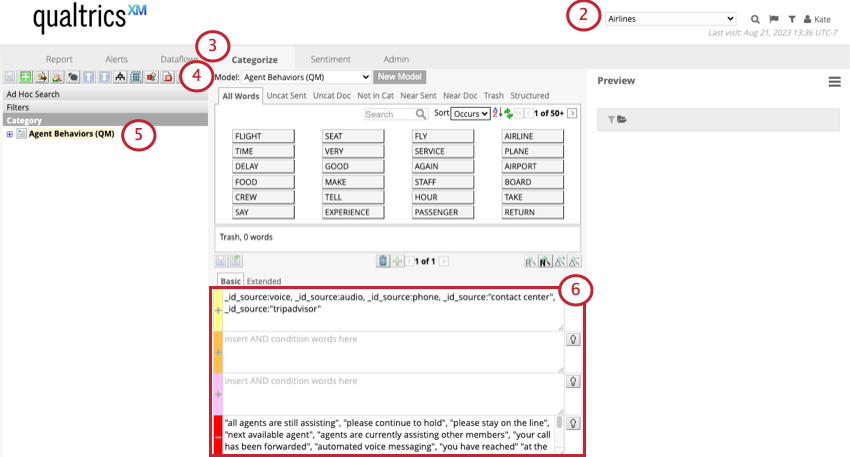 configuración del modelo de categoría