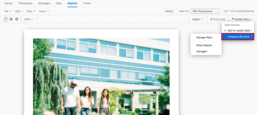 Usando el menú desplegable de filtro para seleccionar un filtro