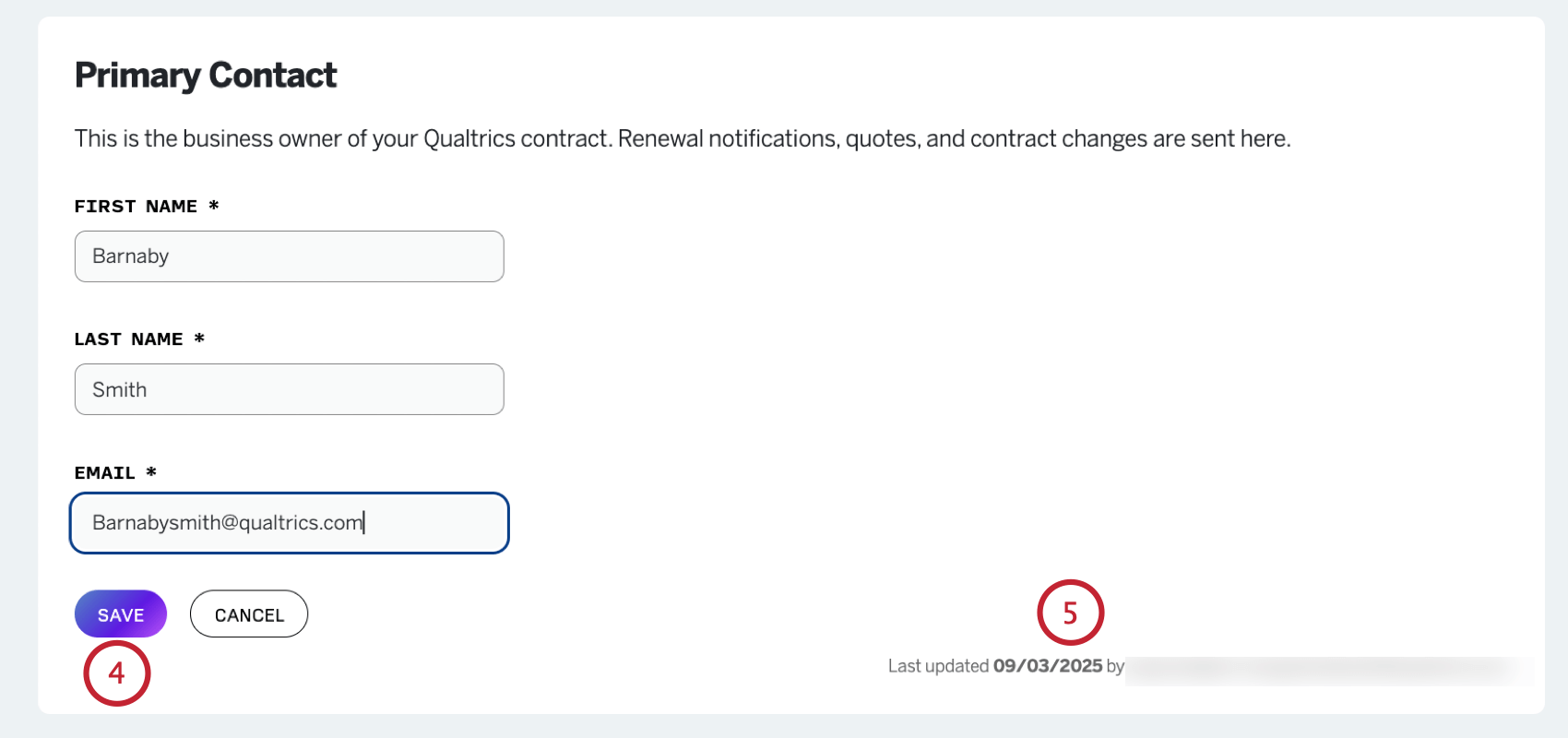 saving the billing contact details