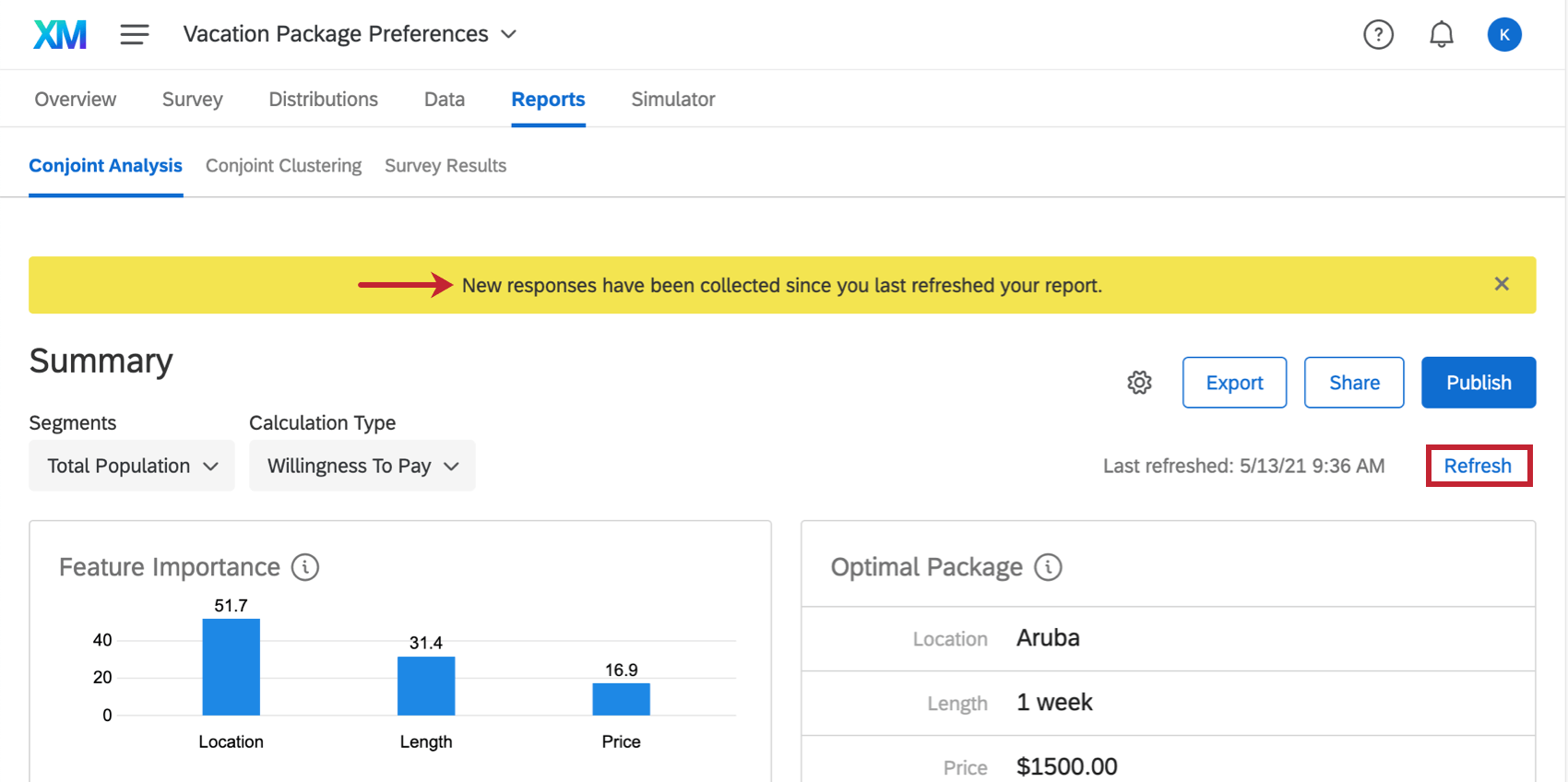facendo clic sul pulsante Aggiorna