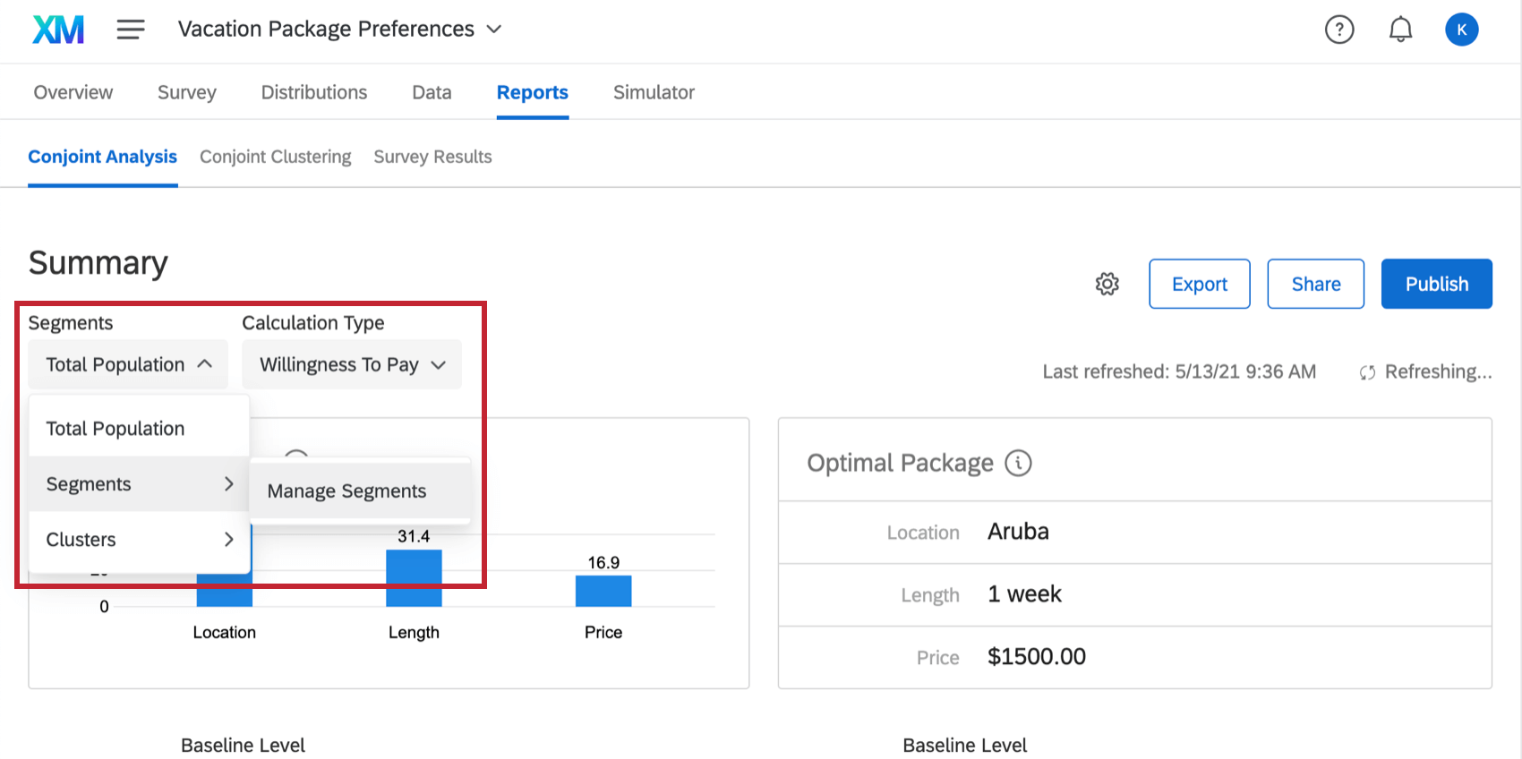 Expansão do menu suspenso Total Population (População total)