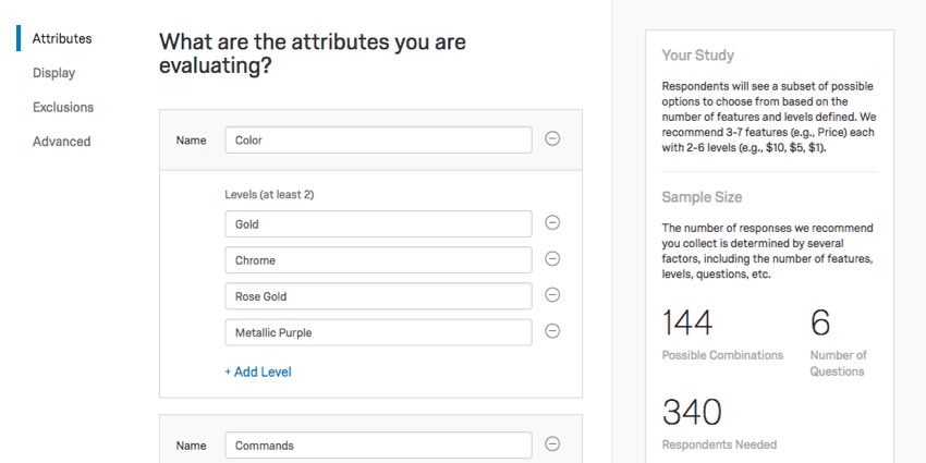 Attributes editing page