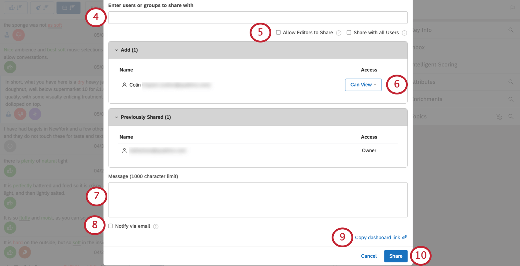 nova janela na qual você configura como e para onde enviar