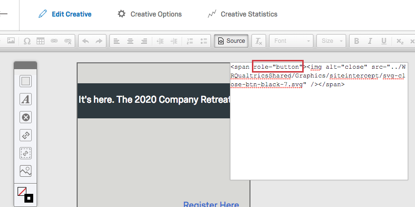 A role attribute equal to button added to the span