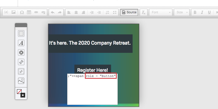 A role attribute added to the span set equal to button