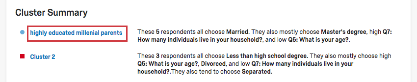 Umbenennung von Cluster 1 in hoch ausgebildete Millenial-Eltern