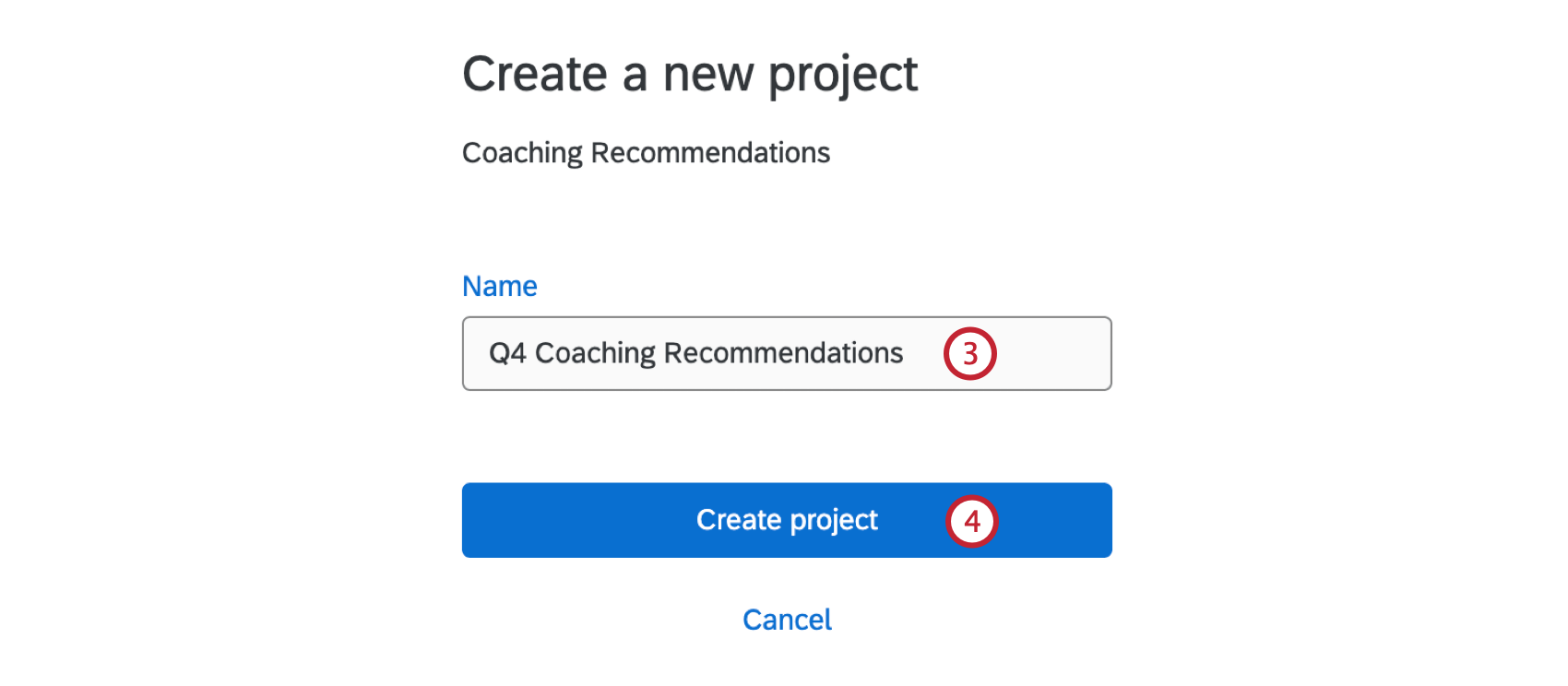 Agregar un nombre para un proyecto de recomendaciones de coaching