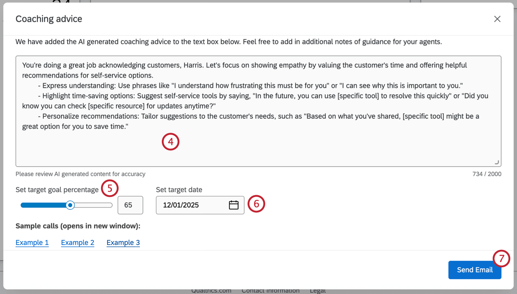 lenvoi de conseils de Coaching des agents