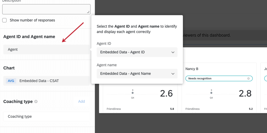 the agent field when editing the widget
