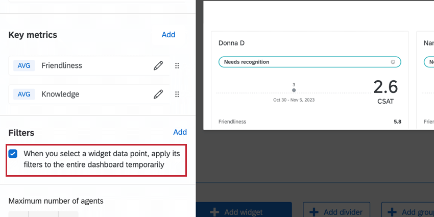 lopzione di applicare automaticamente un filtro al dashboard