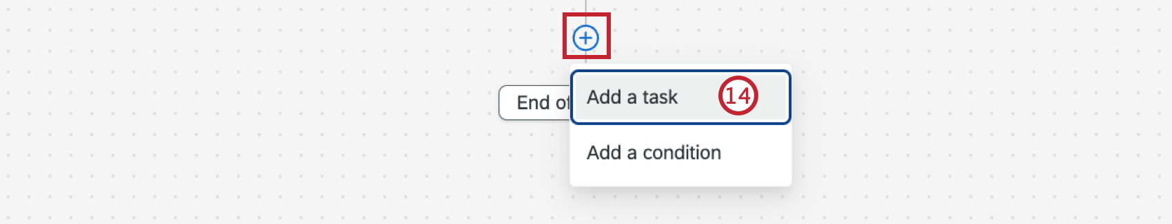 clicking the plus sign and then task