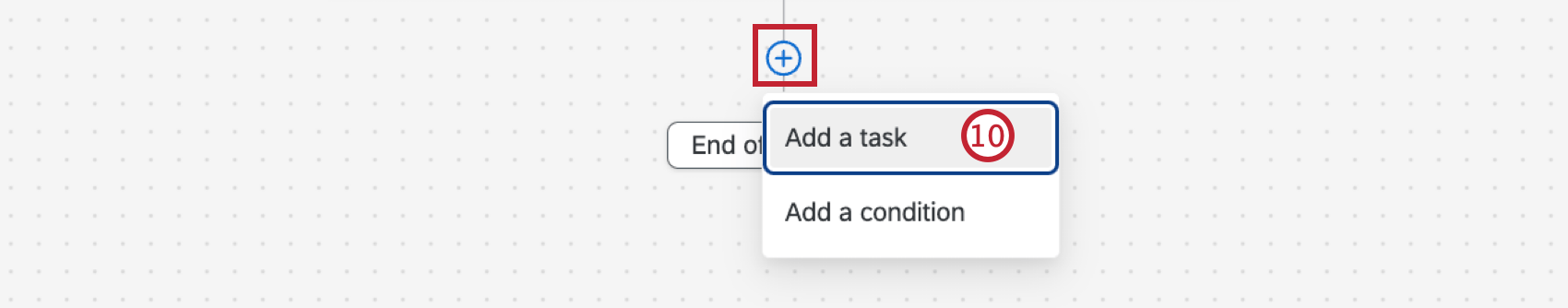 clicking the plus sign and then task