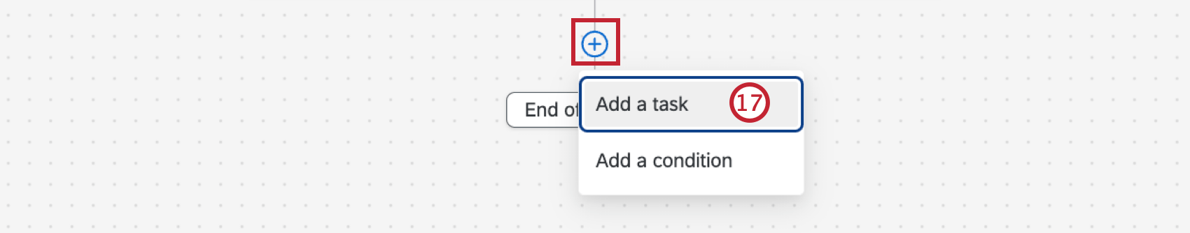 clicking the plus sign and then task