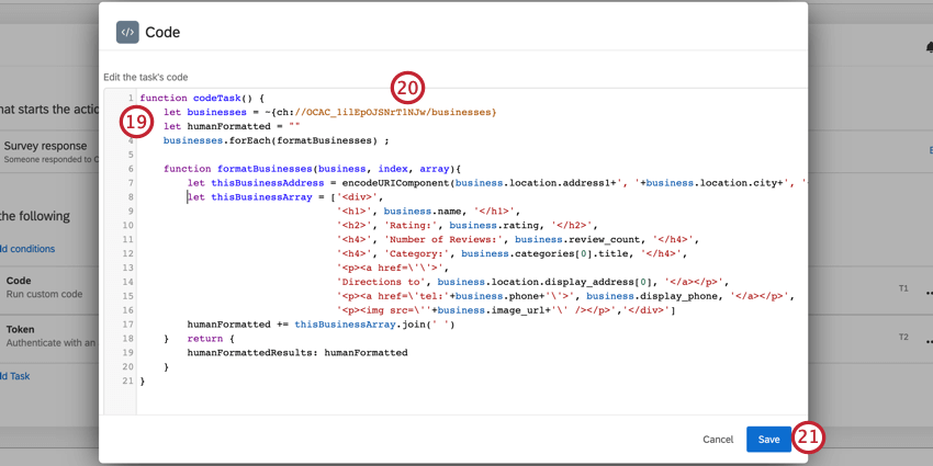 eine Aufgabe, die die json aus dem Web-Service in html umwandelt