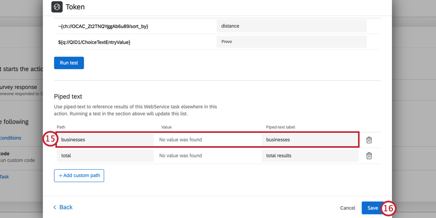 Una ruta para que las empresas en la sección de texto dinámico la utilicen en la futura tarea de código