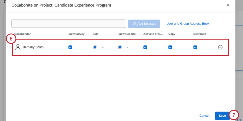 sélectionner les autorisations de collaboration et cliquer sur Enregistrer