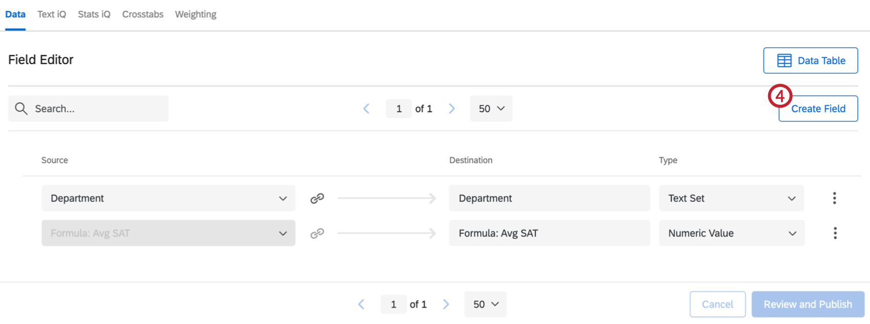 create field button in field editor
