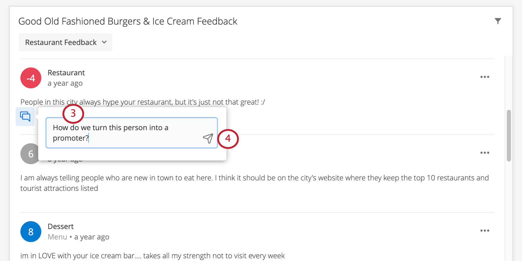 Picture of the comment modal that expands from the widget
