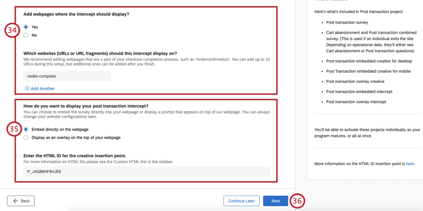 Configurações do interceptor