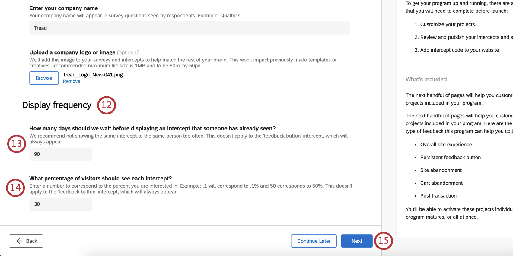 Configurações de frequência de exibição