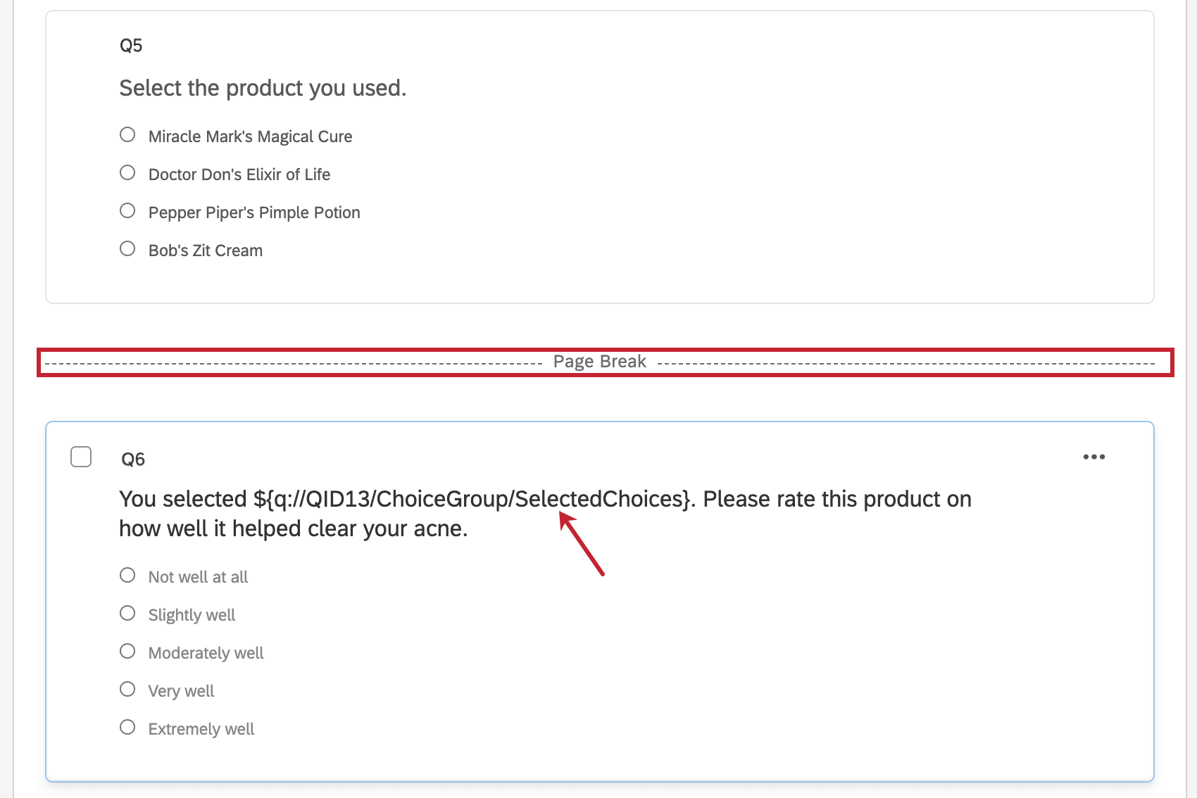 Interruzione di pagina tra i testi trasferiti
