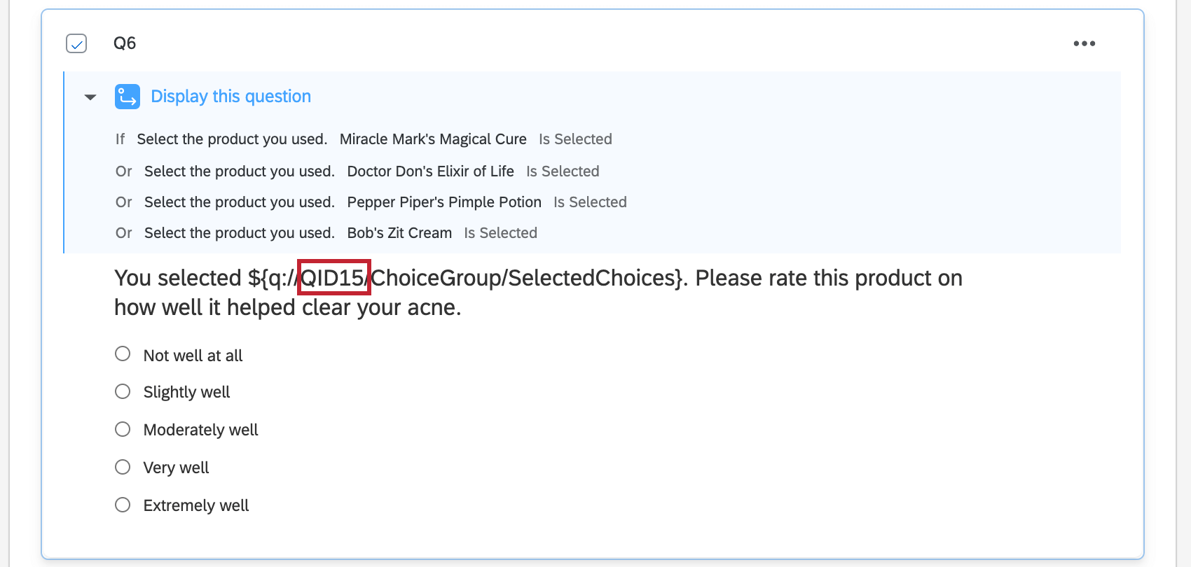 Internal ID indicated in Piped Text