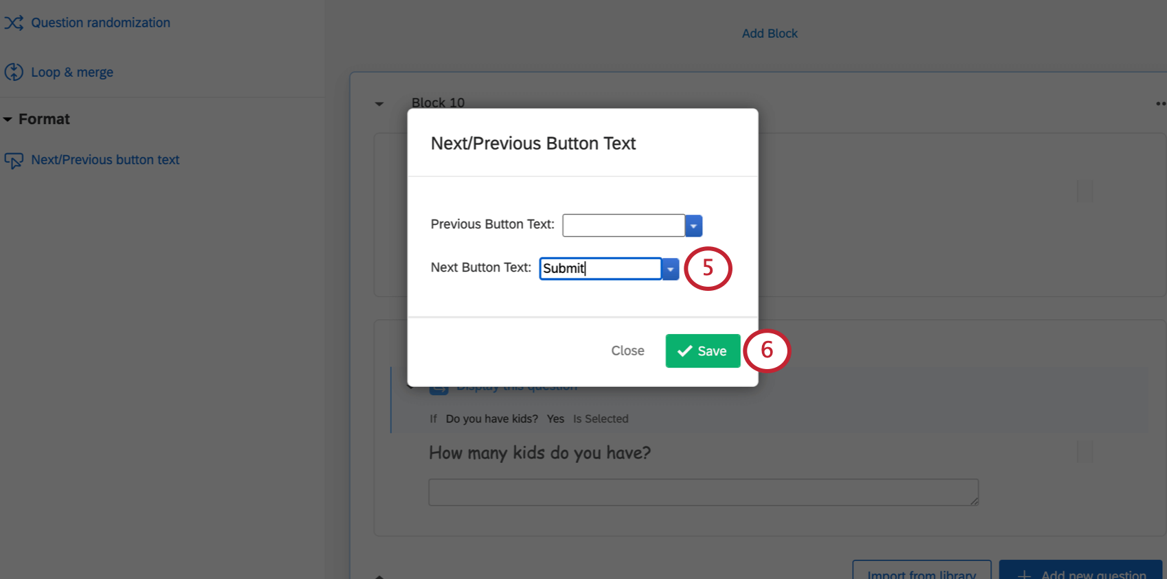 Customizing the Next Button Text