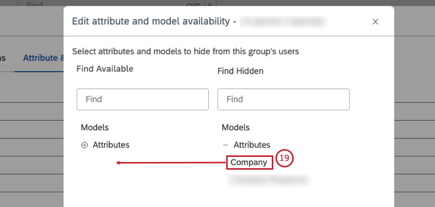 You can change group access by moving hidden attributes or models from the right-hand column to the left-hand column in the Attribute & Model Access column.