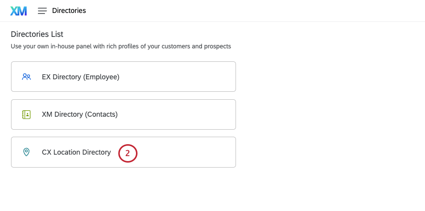 directories list has a few options, but at the bottom is CX location directory