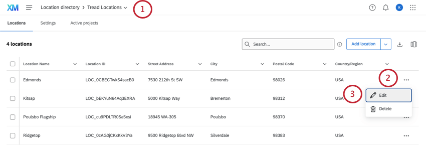 Opening location directory
