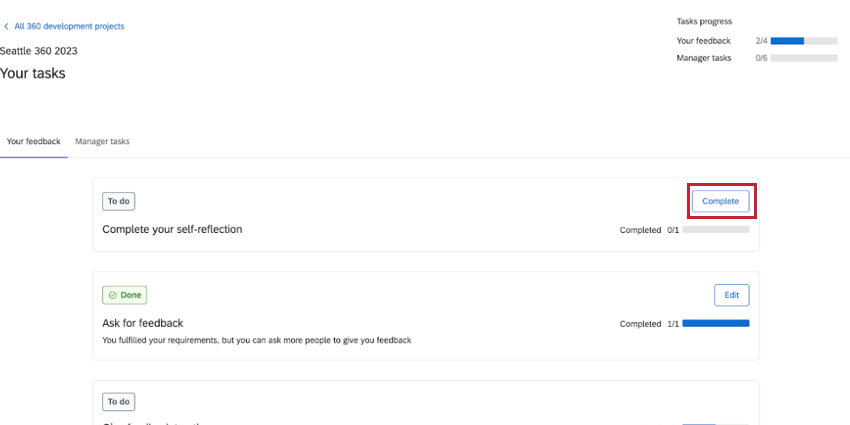 le bouton complet pour compléter lÉvaluateur