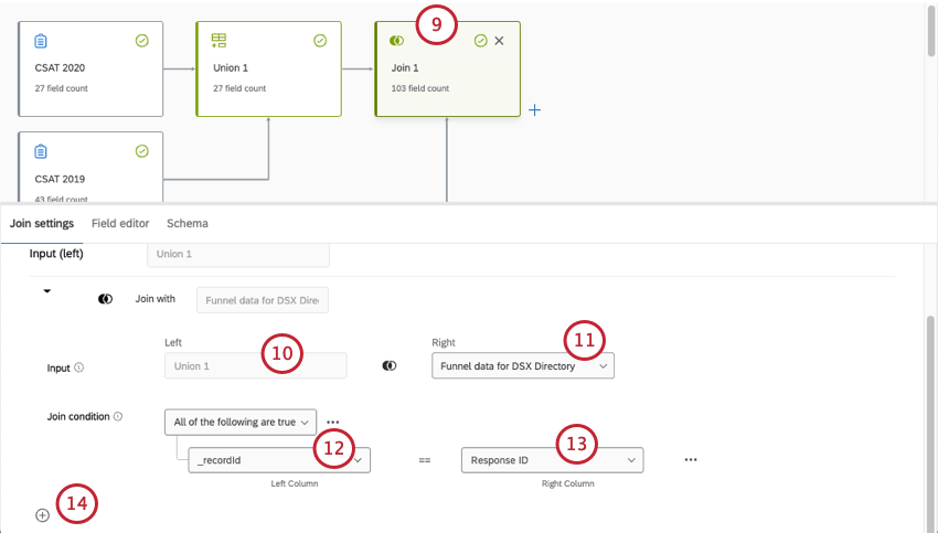 léditeur montre une jointure correspondant à la configuration décrite