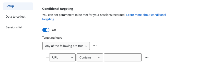 configuraciones de segmentación condicional