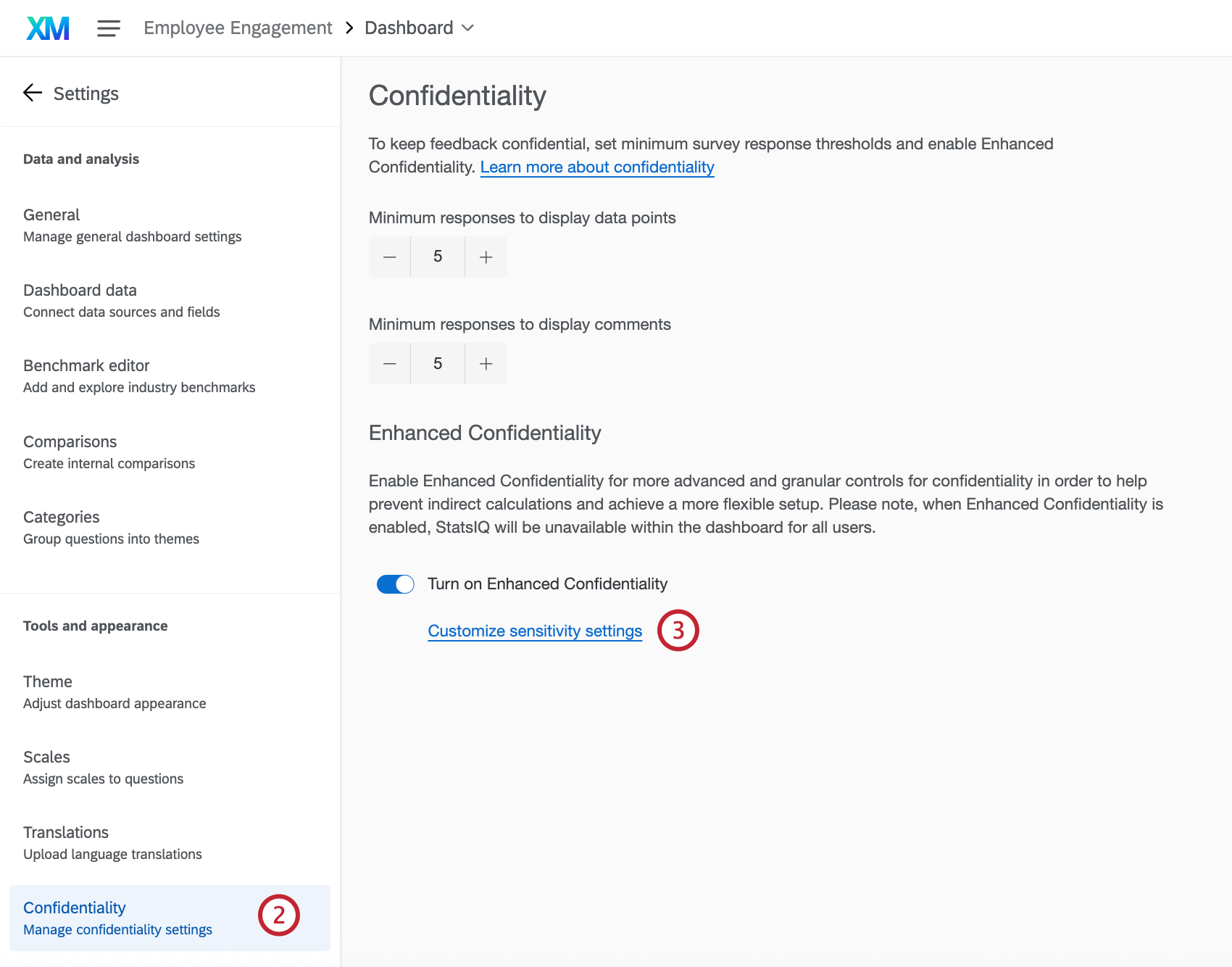 Personalizar los campos utilizados para la confidencialidad