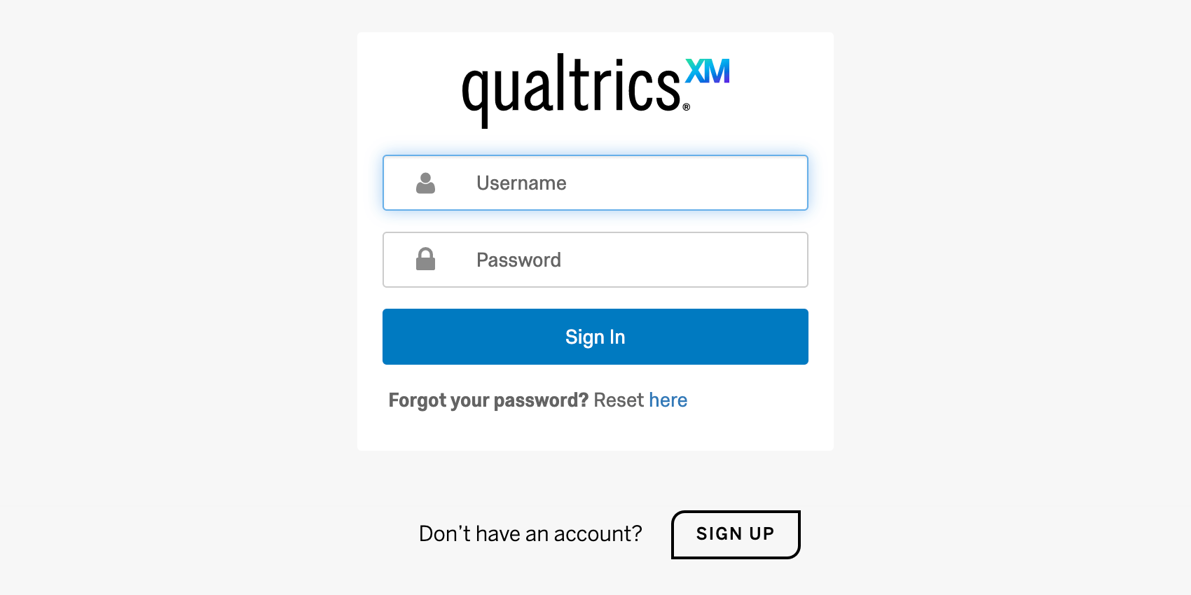 Image of standard Qualtrics login page