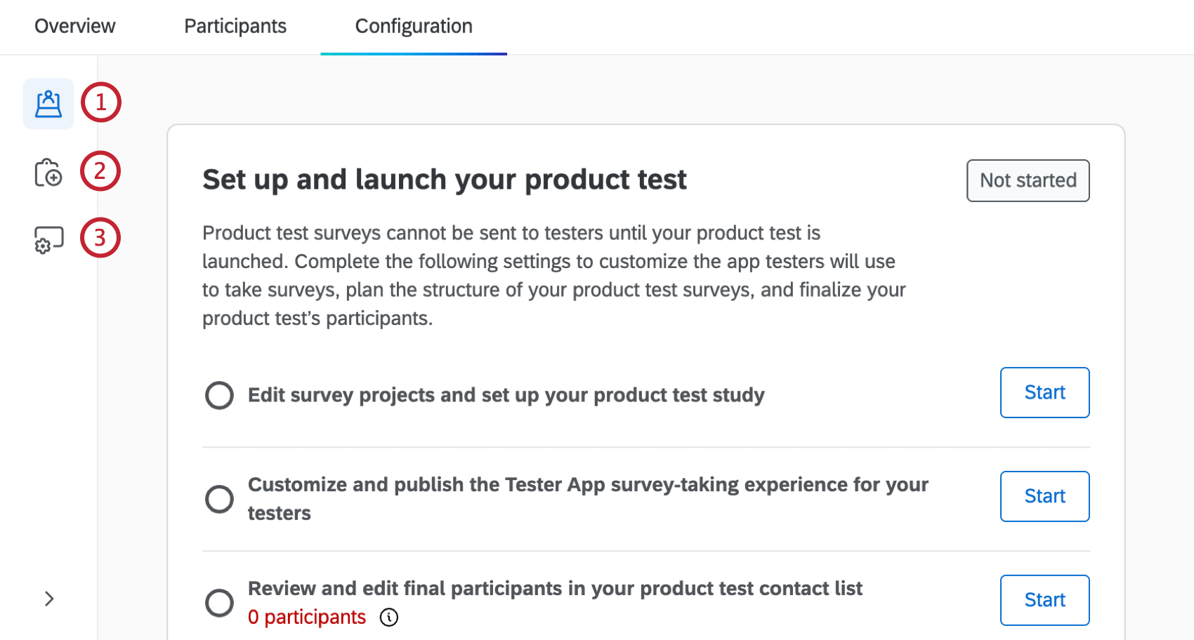 subsections within the configuration tab