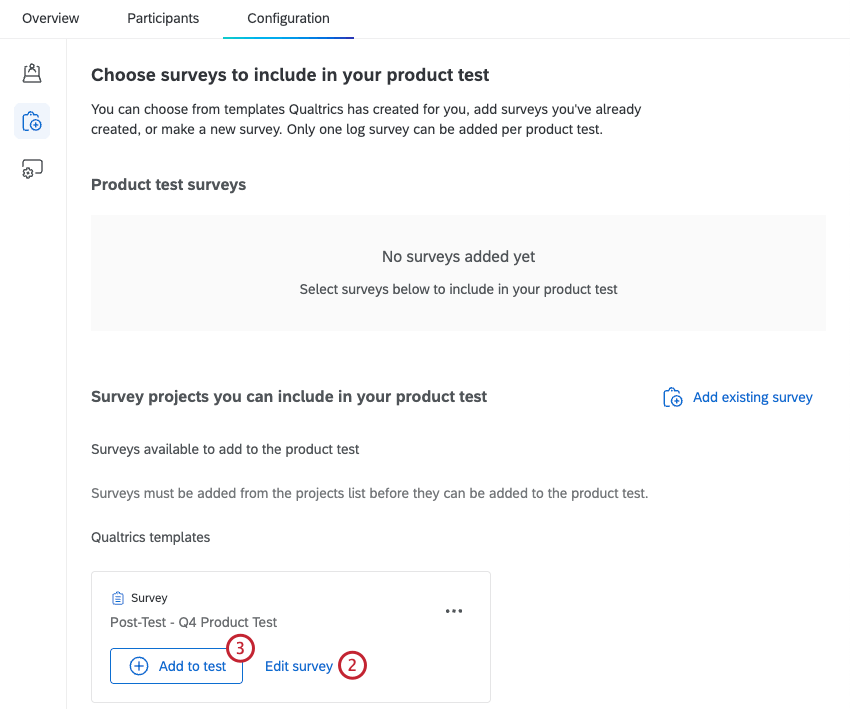 La encuesta de prueba se selecciona para su inclusión en la prueba del producto.