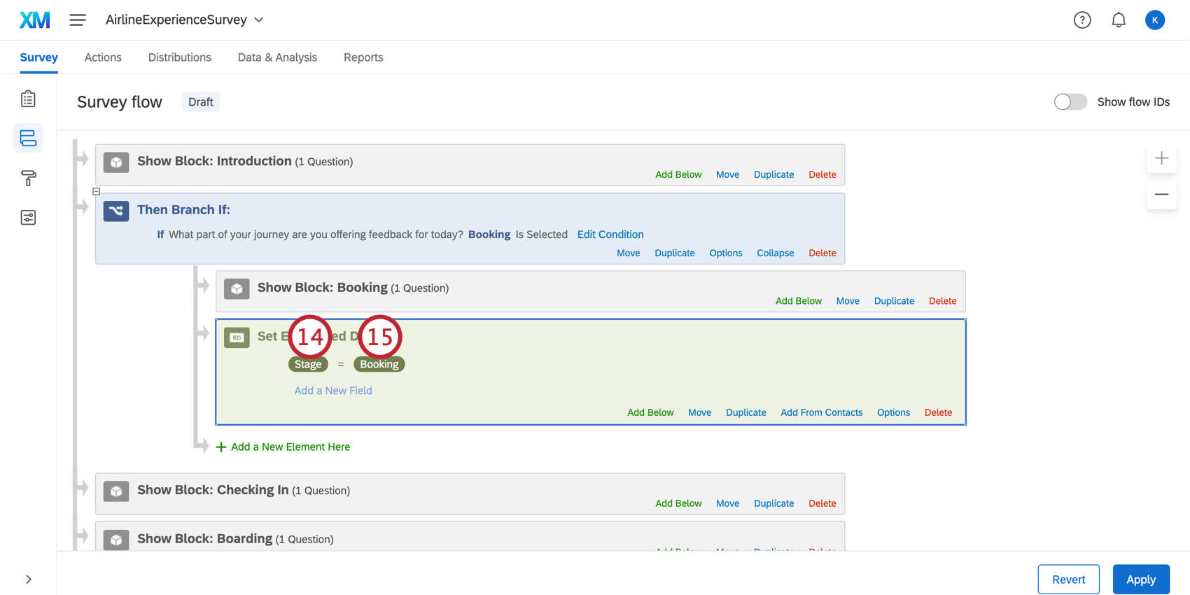 Adding stage embedded data