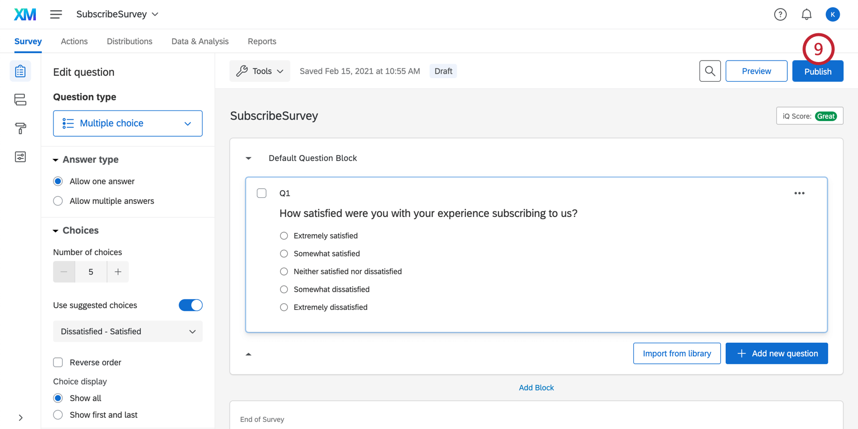 Publishing the survey