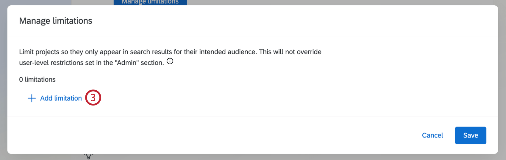 botón para agregar una limitación