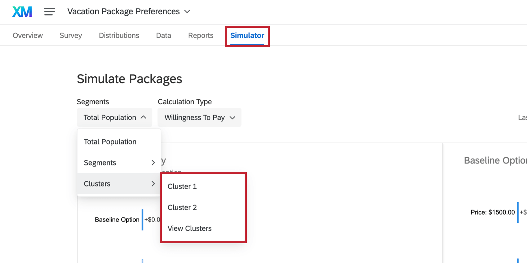 Öffnen der Dropdown-Liste auf der Registerkarte Simulator