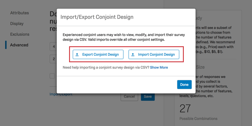 The options listed are in blue text in the center of a new pop up window