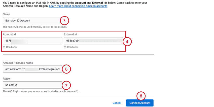 connessione di un account aws