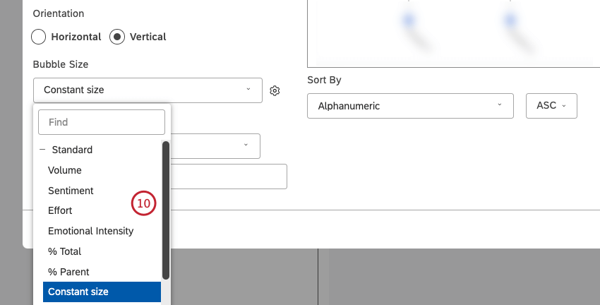 Standardmetrik nach einer der verfügbaren Optionen sortieren