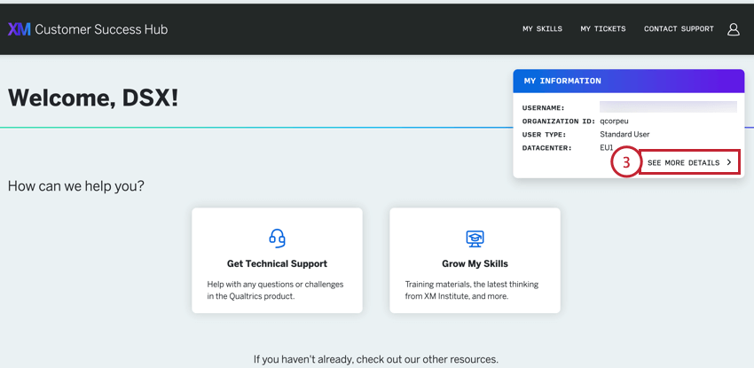 clicking "see more details" on the homepage