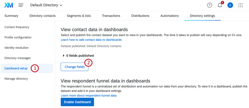 "change fields" button within dashboard setup