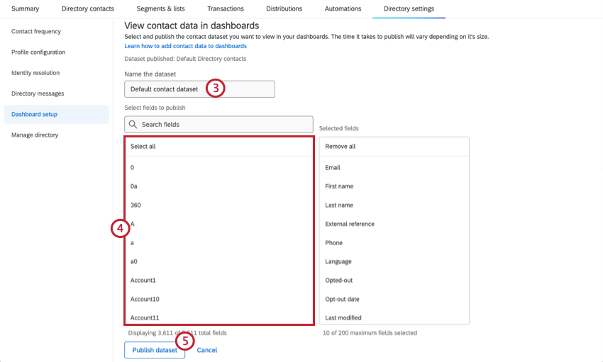 configuration de lensemble de données de contact