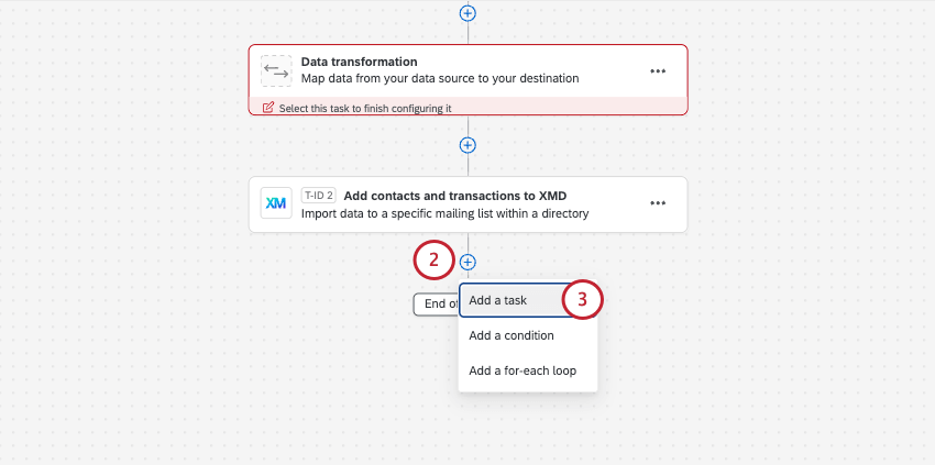 click the plus sign then select add a task